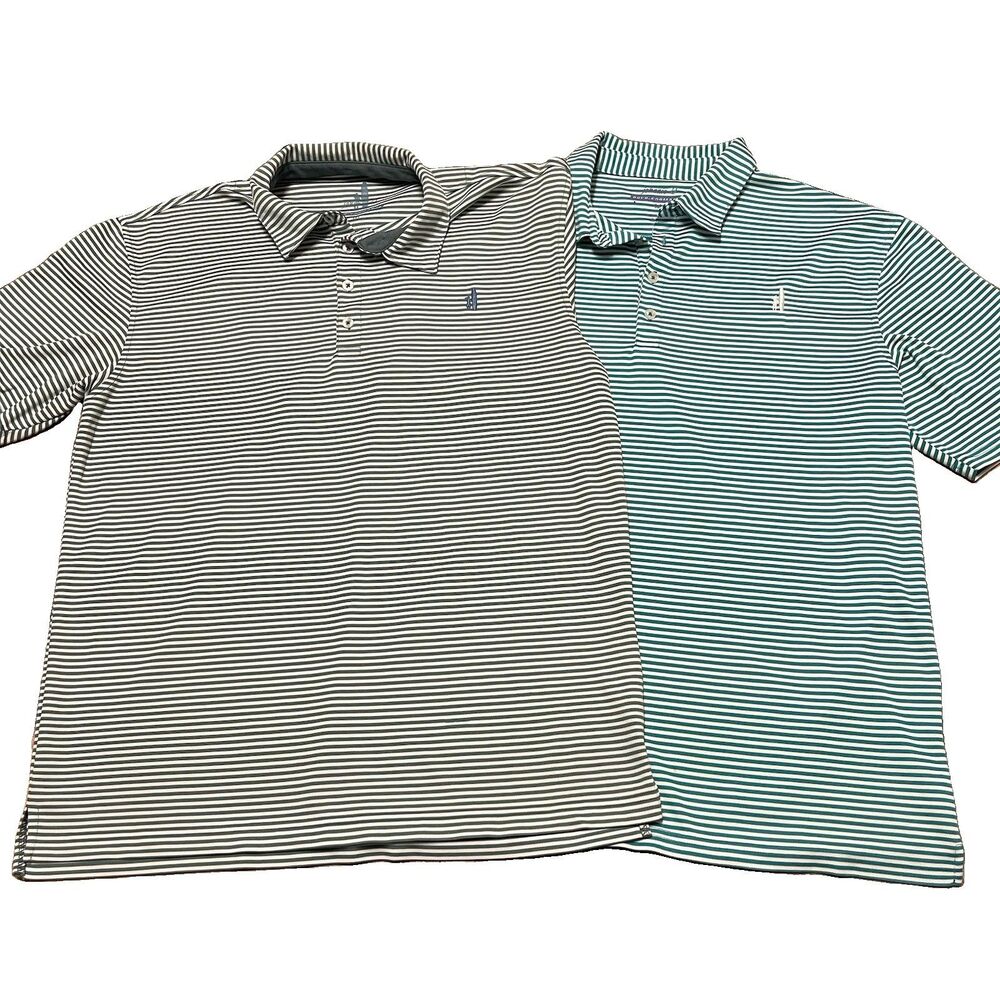 Lot Of 2 Johnnie-O Men’s Prep-Formance Polo Shirts Size Medium Golf Striped